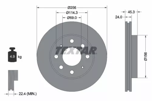 1x  TEXTAR Brake Disc