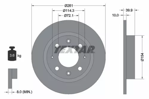 1x TEXTAR 92104300 Brake Disc