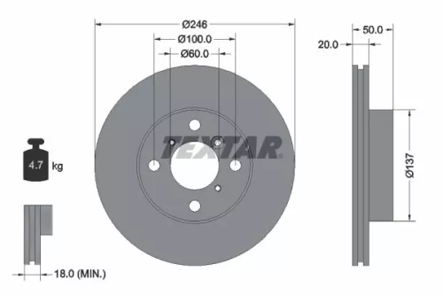 TEXTAR TEXTAR 92104500 1x TEXTAR 92104500 Brake Disc 