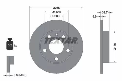 1x  TEXTAR Brake Disc 92106203 245