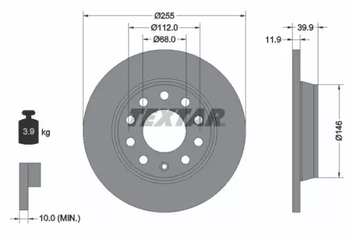 1x  TEXTAR Brake Disc
