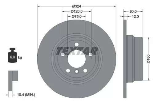 1x  TEXTAR Brake Disc