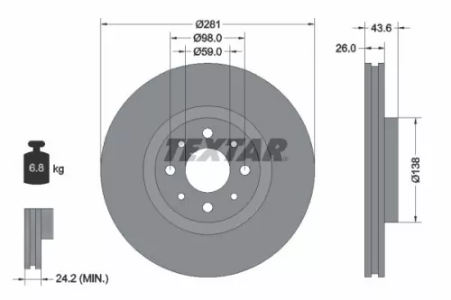 1x  TEXTAR Brake Disc
