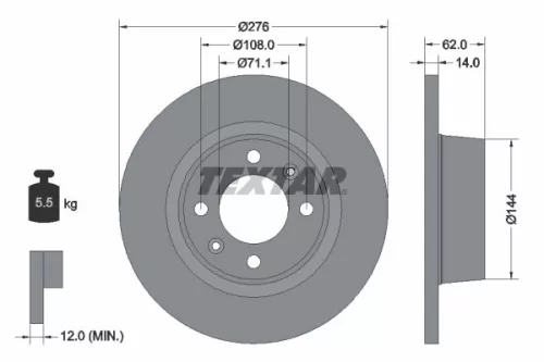 TEXTAR TEXTAR 92107900 1x TEXTAR 92107900 Brake Disc 