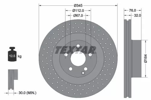 1x  TEXTAR Brake Disc