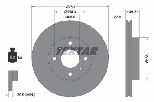 1x TEXTAR 92109300 Brake Disc