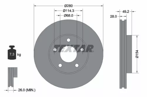 1x  TEXTAR Brake Disc