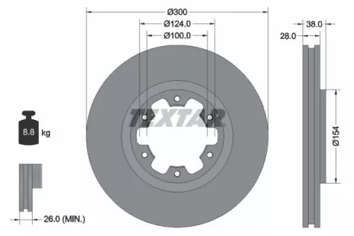 TEXTAR TEXTAR (92109500) 1x TEXTAR 92109500 Brake Disc 