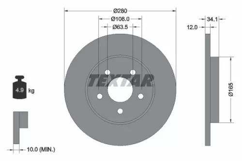 1x  TEXTAR Brake Disc