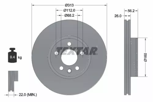 TEXTAR TEXTAR 92109905 1x TEXTAR 92109905 Brake Disc 