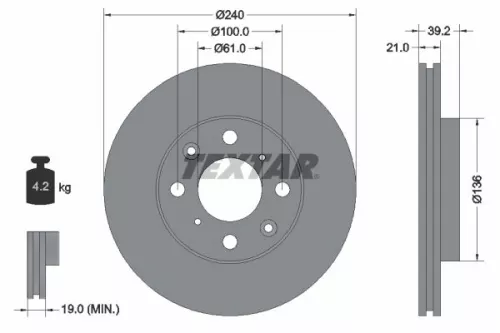 1x  TEXTAR Brake Disc