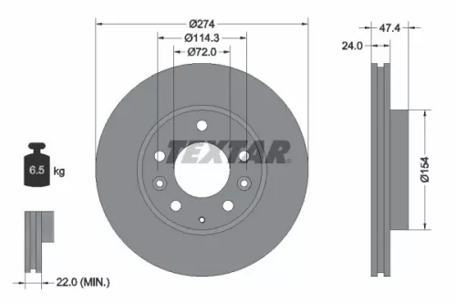 TEXTAR TEXTAR 92110400 1x TEXTAR 92110400 Brake Disc 