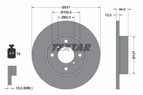 1x  TEXTAR Brake Disc