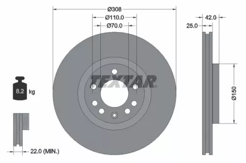 1x  TEXTAR Brake Disc