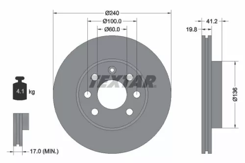 1x TEXTAR 92111403 Brake Disc