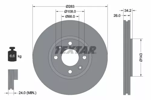 1x  TEXTAR Brake Disc
