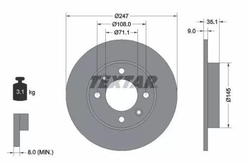 1x TEXTAR 92111703 Brake Disc