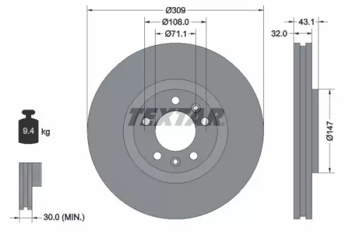 TEXTAR TEXTAR 92111900 1x TEXTAR 92111900 Brake Disc 