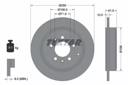 TEXTAR TEXTAR 92112000 1x TEXTAR 92112000 Brake Disc 
