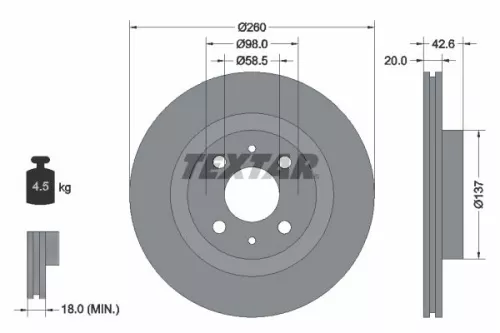 TEXTAR TEXTAR 92112100 1x TEXTAR 92112100 Brake Disc 
