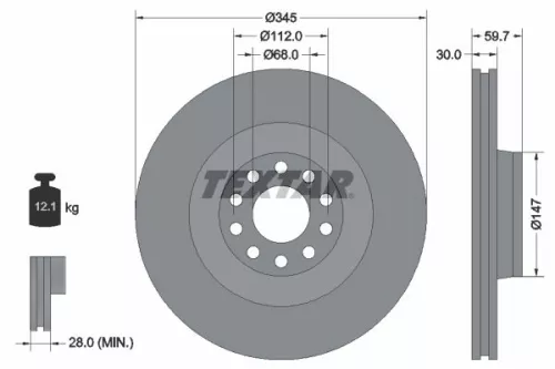 TEXTAR TEXTAR 92112505 1x TEXTAR 92112505 Brake Disc 