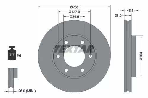 1x TEXTAR 92113000 Brake Disc
