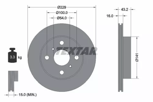 TEXTAR TEXTAR 92113200 1x TEXTAR 92113200 Brake Disc 