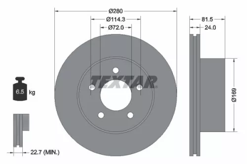 TEXTAR TEXTAR 92113500 1x TEXTAR 92113500 Brake Disc 