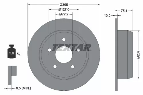1x  TEXTAR Brake Disc