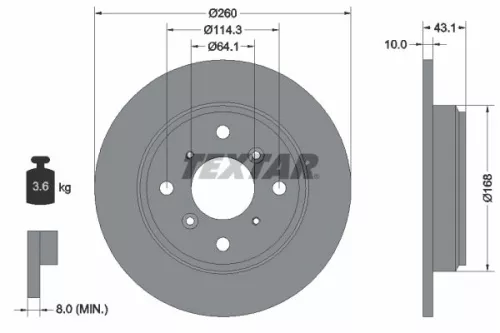 TEXTAR TEXTAR 92114300 1x TEXTAR 92114300 Brake Disc 