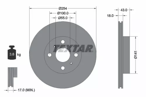 TEXTAR TEXTAR 92114600 1x TEXTAR 92114600 Brake Disc 