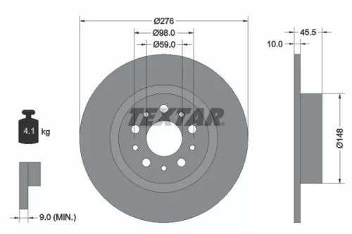 1x  TEXTAR Brake Disc