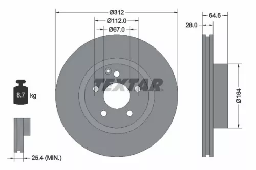 1x TEXTAR 92115305 Brake Disc
