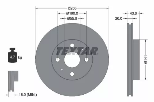 1x TEXTAR 92115603 Brake Disc