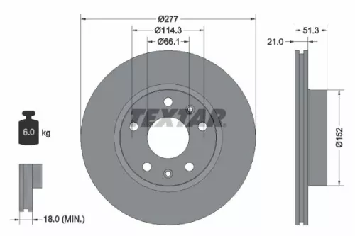 1x  TEXTAR Brake Disc