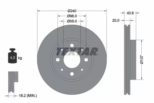 1x  TEXTAR Brake Disc