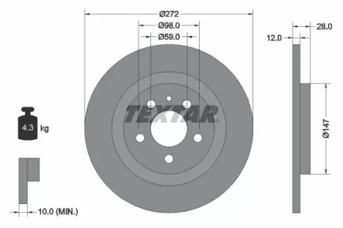 1x TEXTAR 92118203 Brake Disc