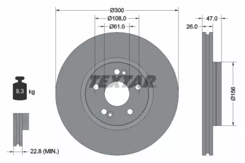 TEXTAR TEXTAR (92119003) 1x  TEXTAR Brake Disc 