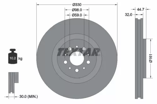 TEXTAR TEXTAR 92119600 1x TEXTAR 92119600 Brake Disc 