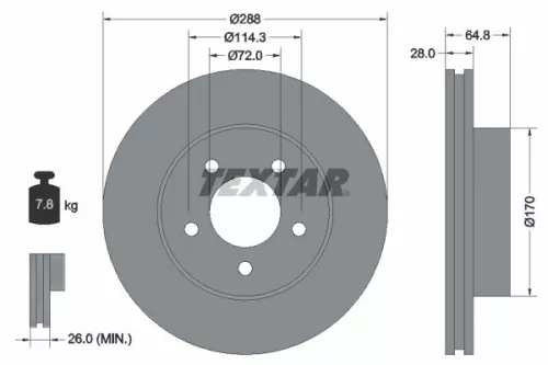 TEXTAR TEXTAR (92119705) 1x  TEXTAR Brake Disc 