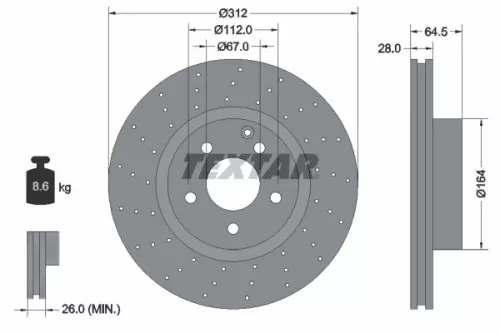 TEXTAR TEXTAR 92120107 1x TEXTAR 92120107 Brake Disc 