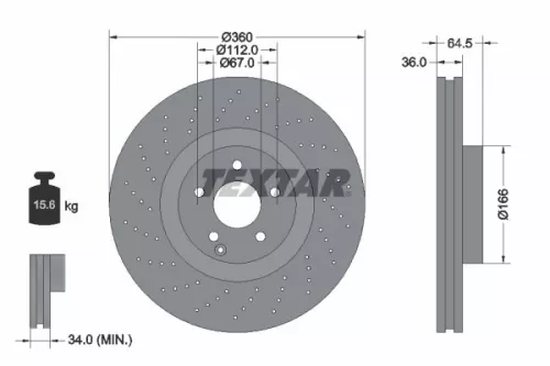 TEXTAR TEXTAR (92120305) 1x  TEXTAR Brake Disc 