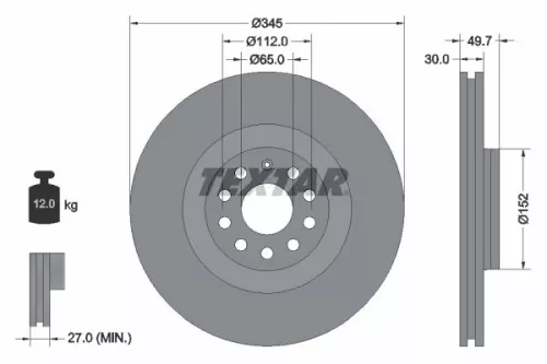 1x  TEXTAR Brake Disc