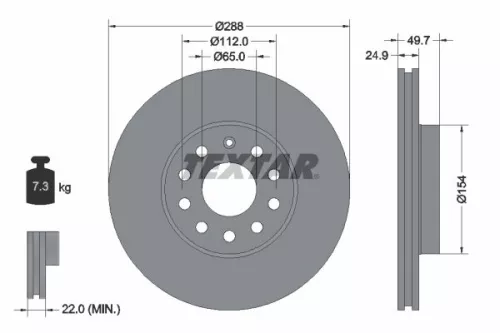 1x  TEXTAR Brake Disc 92120805 288
