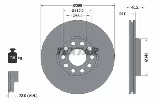TEXTAR TEXTAR (92121005) 1x  TEXTAR Brake Disc 
