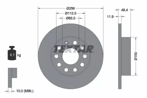 1x  TEXTAR Brake Disc 92121103 256