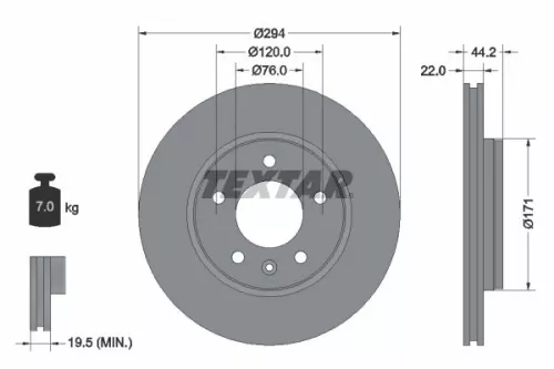 1x  TEXTAR Brake Disc