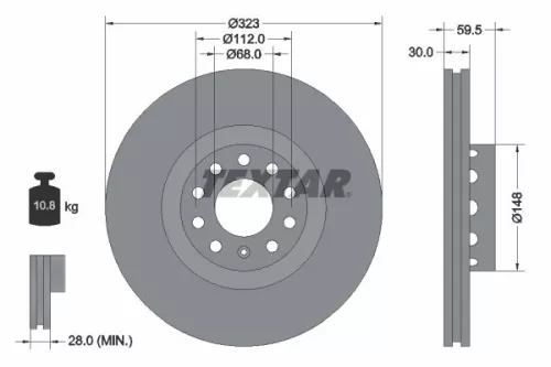 TEXTAR TEXTAR 92122103 1x TEXTAR 92122103 Brake Disc 