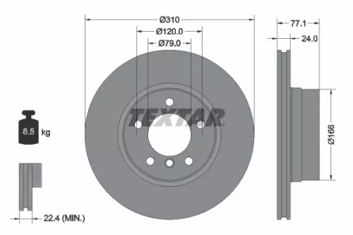 TEXTAR TEXTAR (92122505) 1x  TEXTAR Brake Disc 