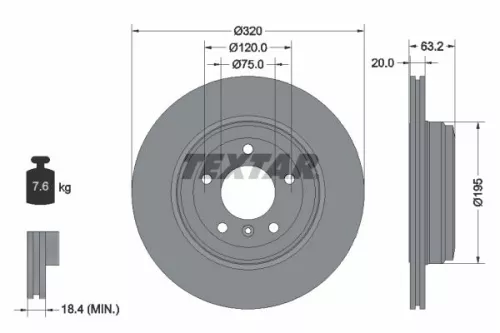 TEXTAR TEXTAR (92122703) 1x  TEXTAR Brake Disc 